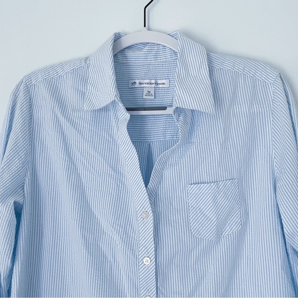 NWOT Southern Tide Kasey Seersucker Tunic Popover Quarter Button Front Size M - Picture 4 of 6